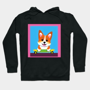 Skateboarding Corgi Dog Hoodie